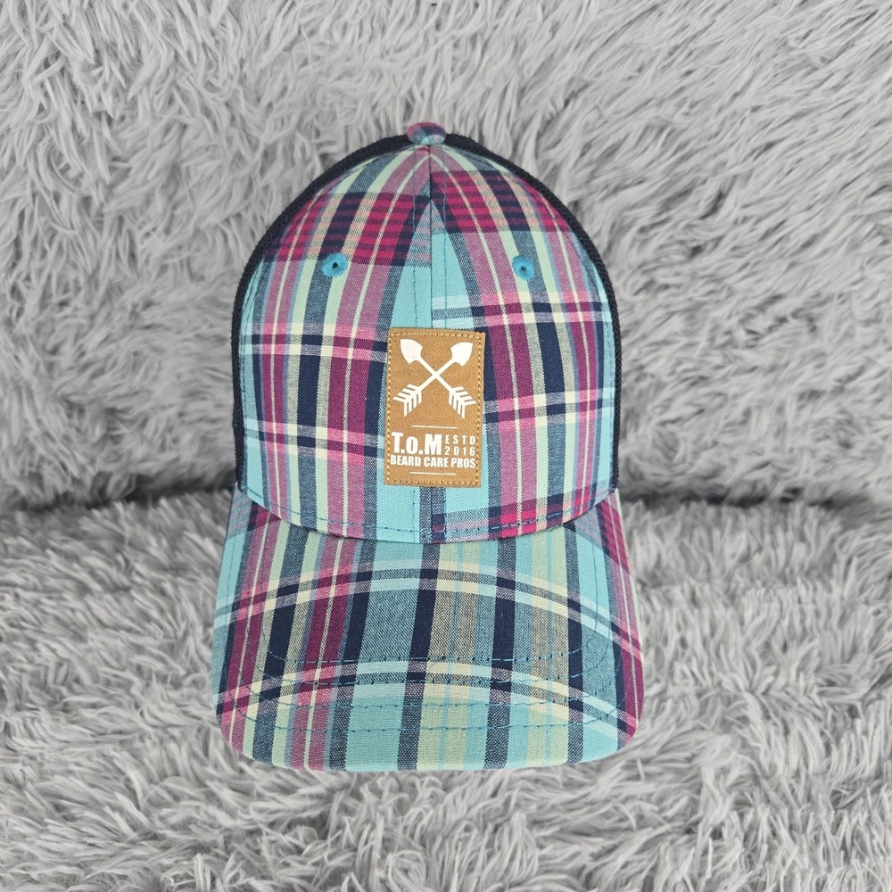 T.O.M Beard Care Bros‎ OSFM Plaid Multicolor Mesh Back Snapback Cap